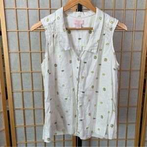 St. Tropez Linen Lemons Sleeveless Top